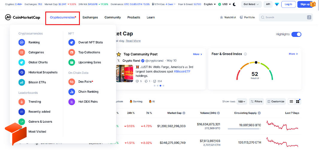 Cryptocurrencies سربرگ