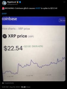رسیدن قیمت ریپل به 22 دلار در صرافی کوین بیس