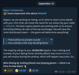 توزیع توکن MAJOR در ایردراپ میجر