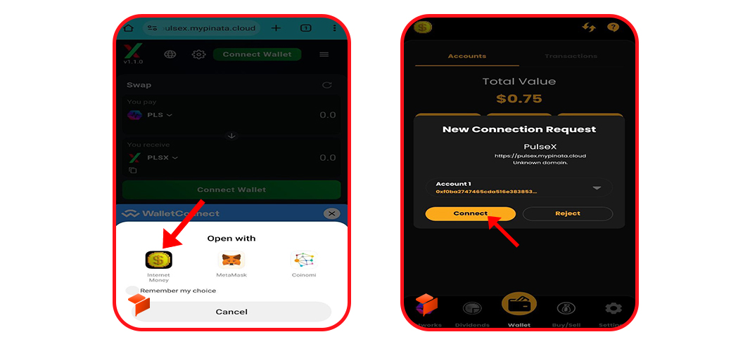 اتصال اینترنت مانی والت به برنامه های غیرمتمرکز 1