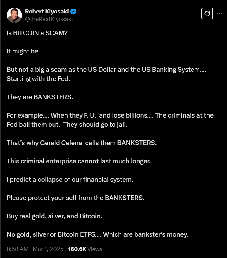 پست کیوساکی درباره اجتناب از ETFها و یادگیری سرمایهگذاری درست